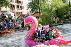 FIBArk whitewater festival action on the Arkansas River in Salida, Colorado